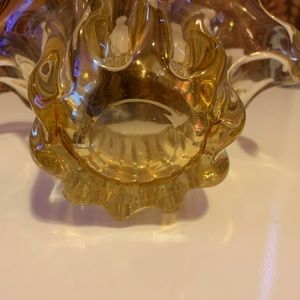 Vintage glass vase. Amber yellow in color.